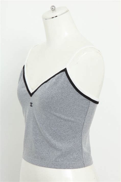 chanel logo tank top for sale|chanel logo crop top.